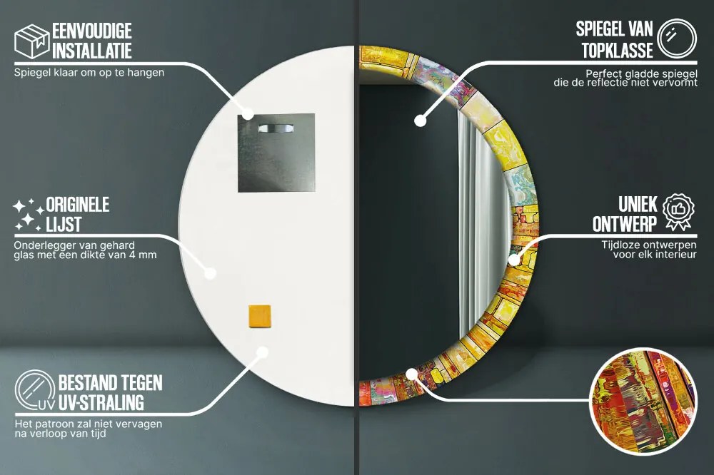Kolorowy witraż Lustro z nadrukiem okrągłe