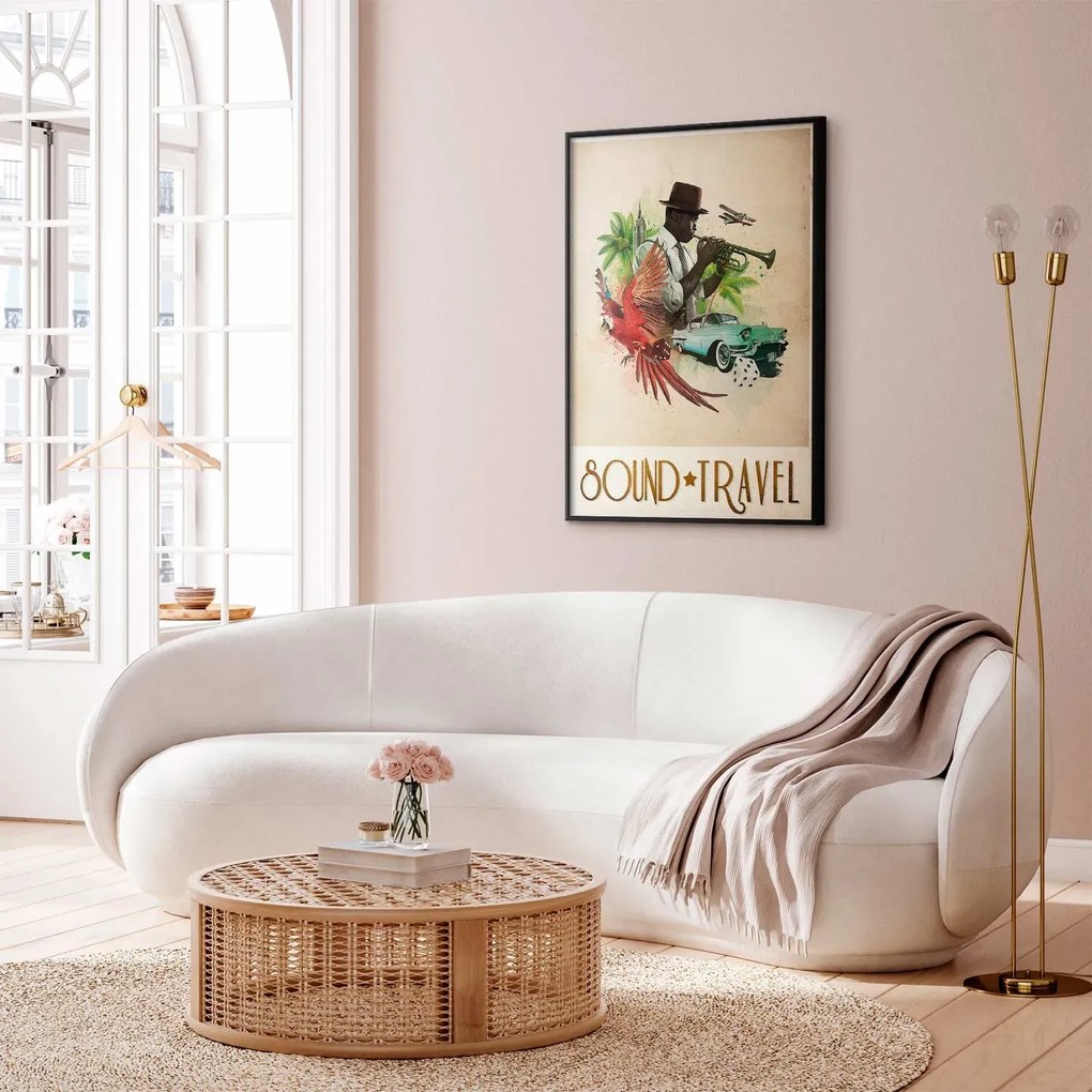 Plakat Sound Travel 21x30 cm z ramą czarną bez marginesu ARTGEIST B