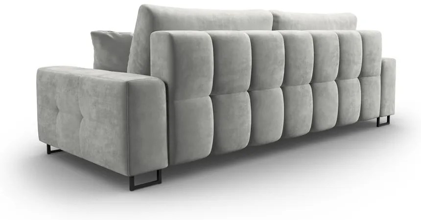 Jasnoszara aksamitna rozkładana sofa ze schowkiem 250 cm Wicklow – Cosmopolitan Design