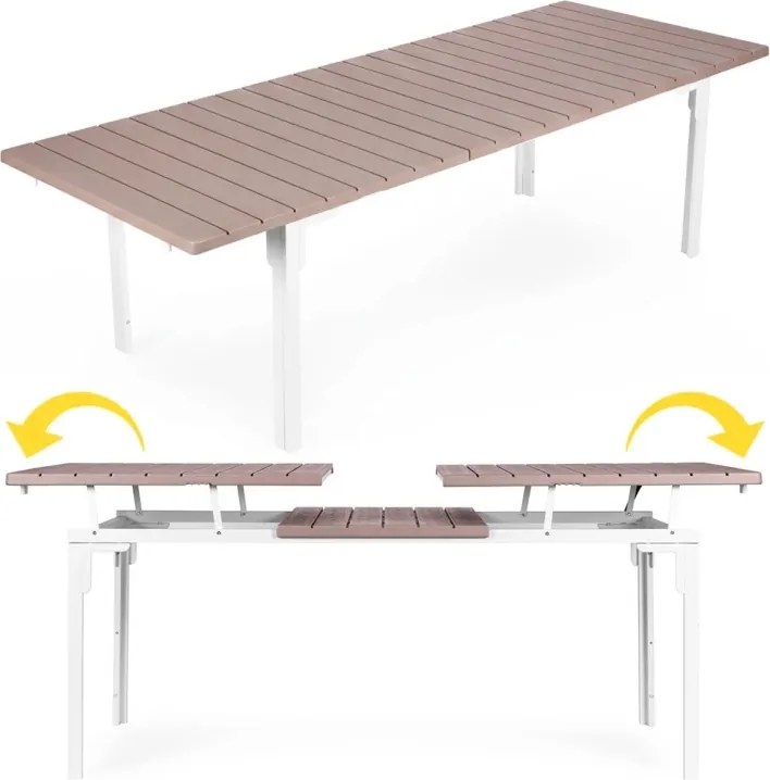 Stół ogrodowy Caprila rozkładany 180-240 cm, kolor biało-beżowy