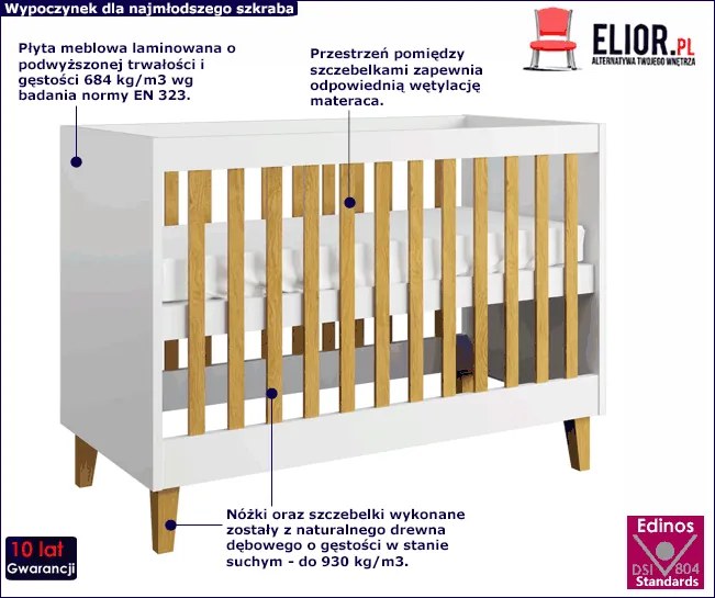 Białe łóżeczko niemowlęce F9-R05