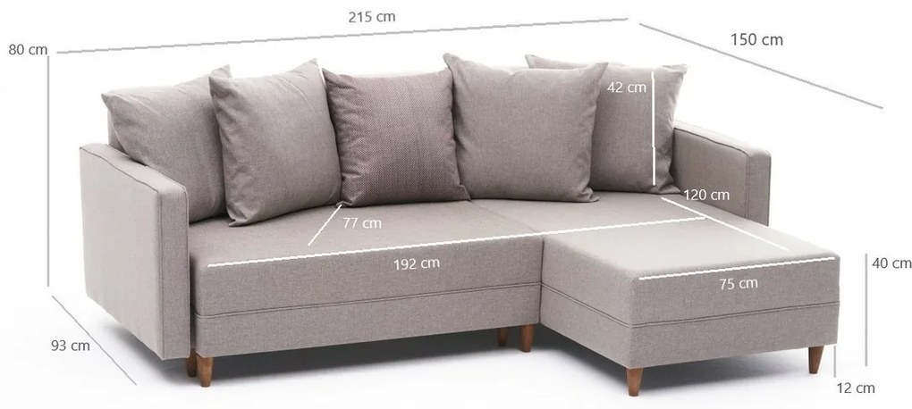 Narożna sofa rozkładana Aydam Right Cream