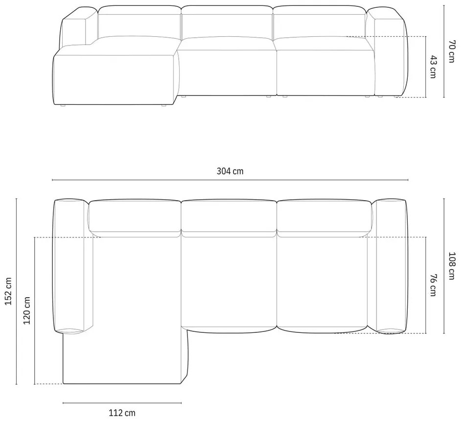 Brązowy narożnik (lewostronny/z szezlongiem) Bergano – Cosmopolitan Design