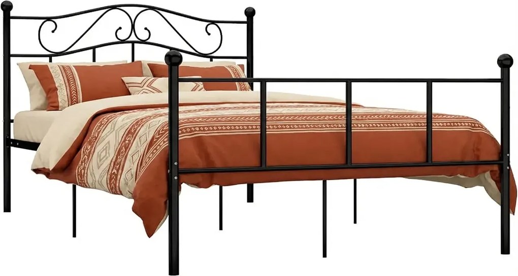 Czarne metalowe łózko pojedyncze 120x200 cm C7-P04