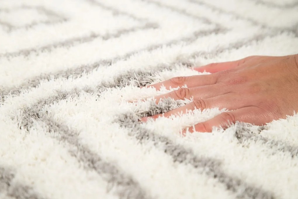Dywan Shaggy Nano Light Microfibra biało-szary 120 cm x 160 cm