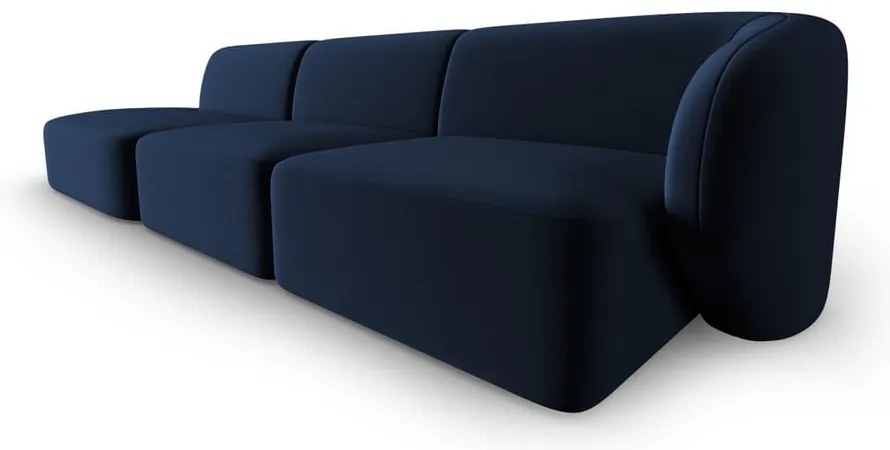 Niebieska aksamitna sofa prawostronna 311 cm Paolo – Milo Casa
