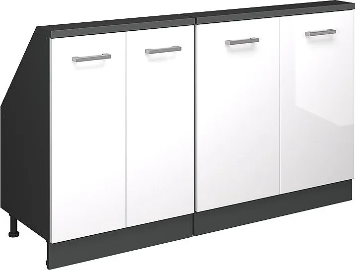 Szafka kuchenna na dach skośny biały wysoki połysk 140x46x81.6 r-line