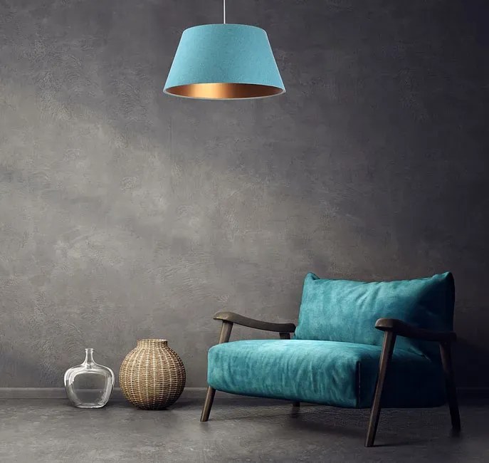Niebiesko-miedziana lampa wisząca stożek - S410 G7-M76