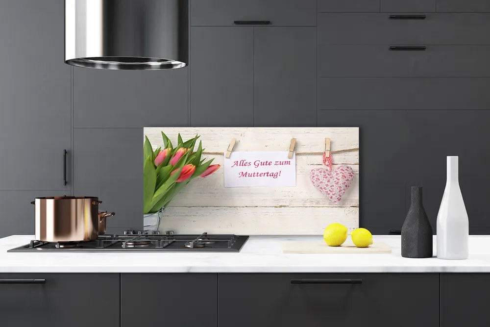 Panel Szklany Artystyczne Serce z Tulipanów