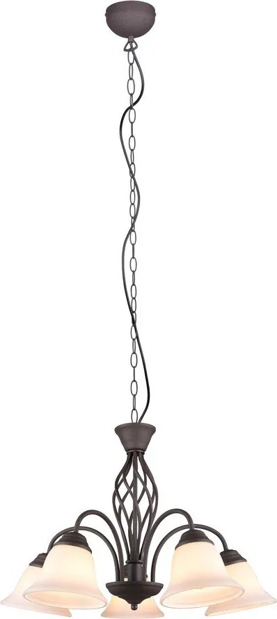 Ciemnobrązowa lampa wisząca ze szklanym kloszem ø 60 cm Rustica – Trio