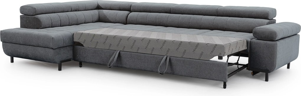 Narożnik Tyrion Maxi z funkcją spania lewostronny - szary szenil Ditra New 15
