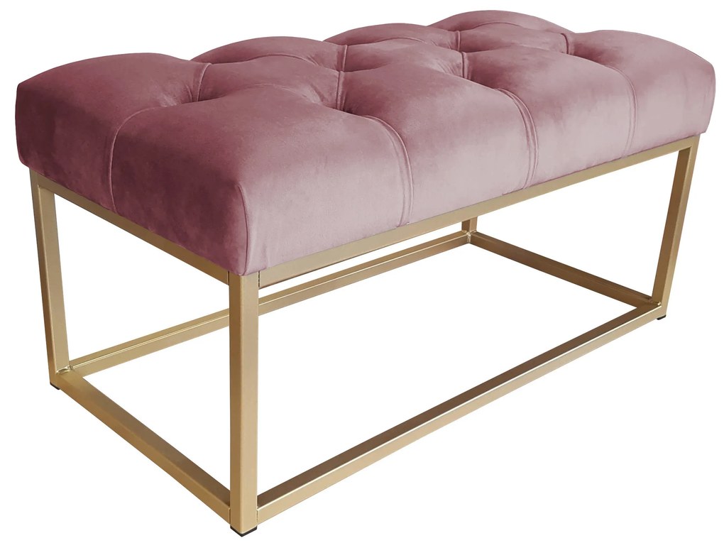 Ławka CHESTERFIELD LOFT podstawa złota pufa podnóżek MG58