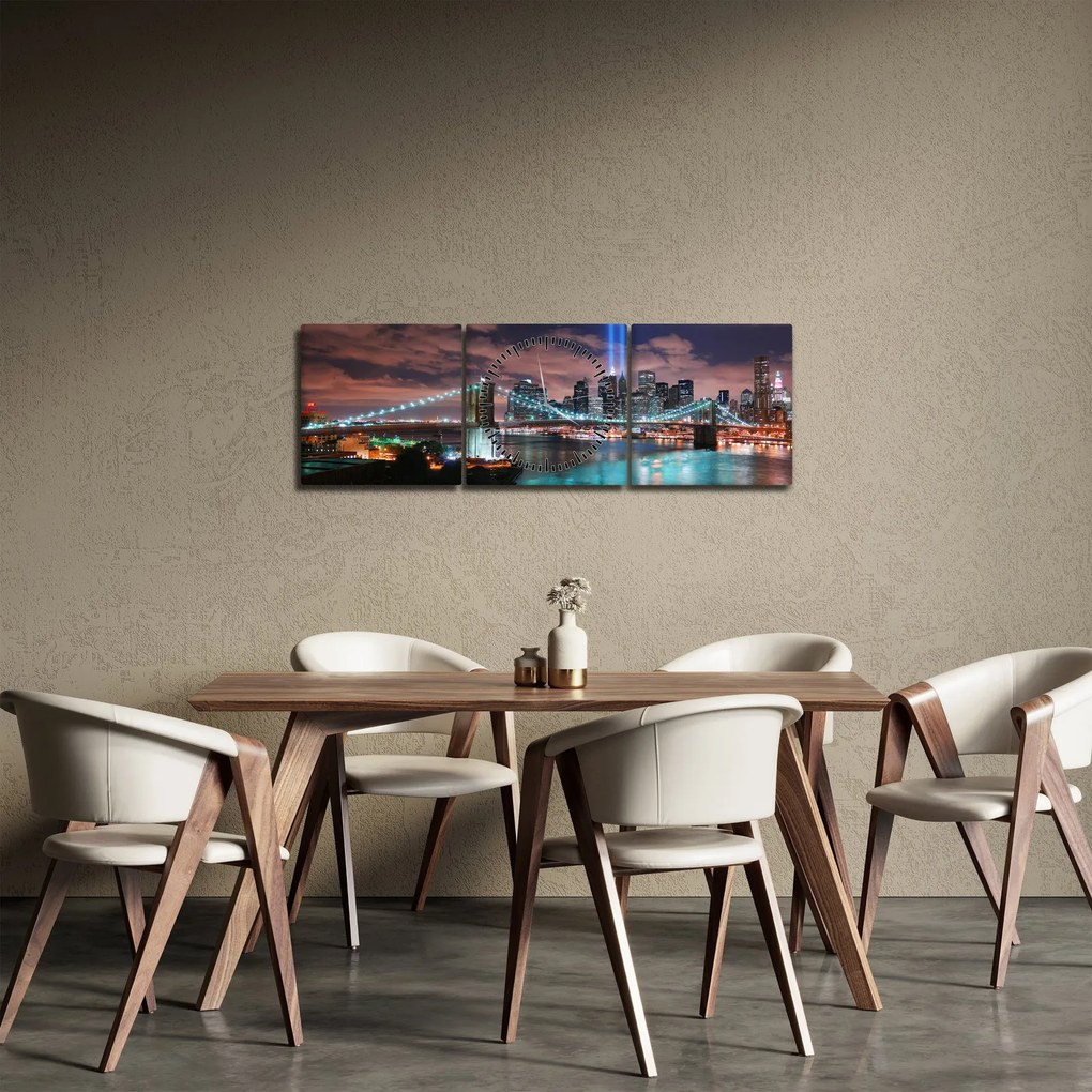 Obraz - Nowy Jork, Manhattan (z zegarem) (90x30 cm)