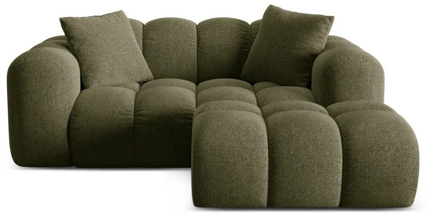 Zielony narożnik z tkaniny szenilowej (prawostronny/z szezlongiem) Treno – Cosmopolitan Design