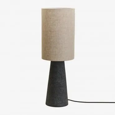 Lampa Stołowa Z Lnu I Włókna Szklanego Loana Czarna - Sklum