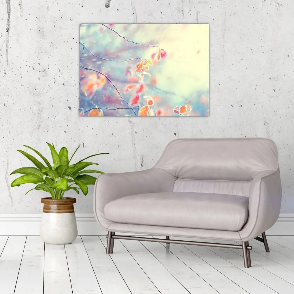 Obraz - Listki w lodzie (70x50 cm)