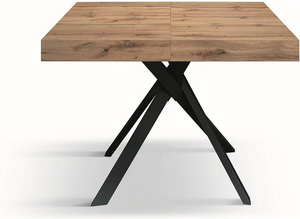 Rustykalny stół z drewna dębowego, antracytowe metalowe nogi 95x90-145x90cm - FORTE DEI MARMI