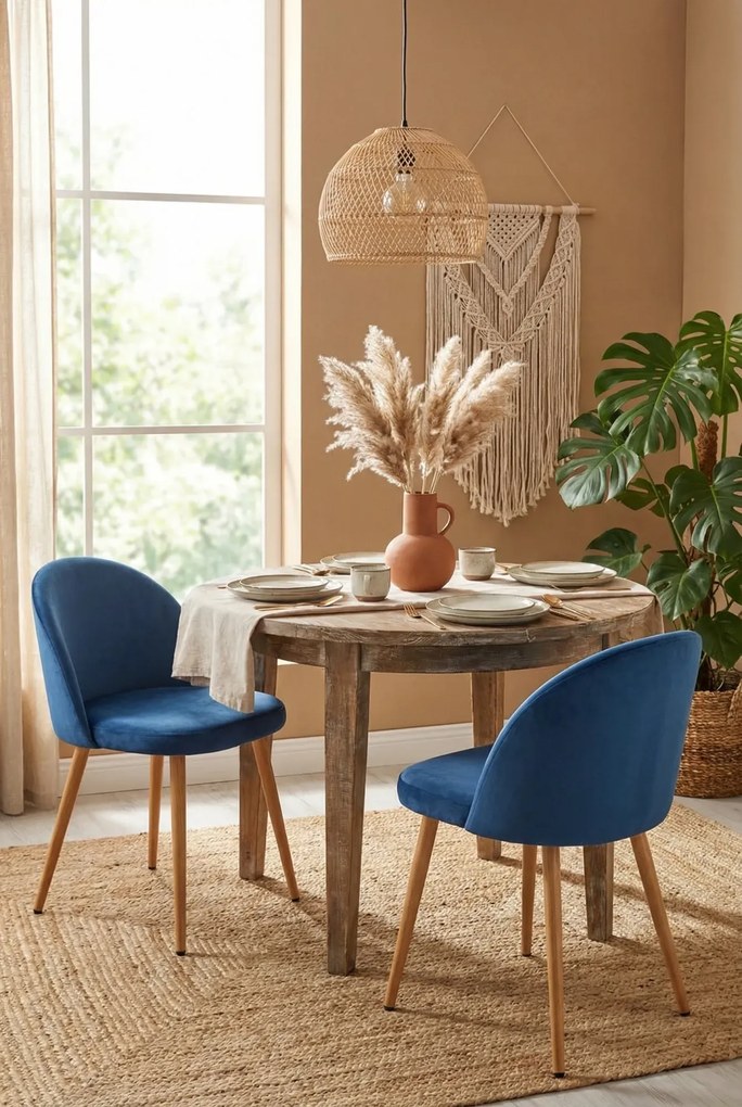 Granatowe welurowe krzesło L6-T94