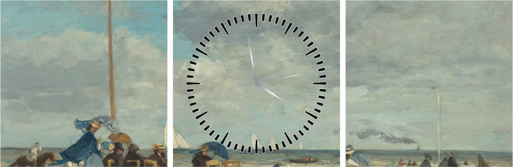 Obraz - Eugène Boudin, Beach at Trouville, reprodukcje (z zegarem) (90x30 cm)