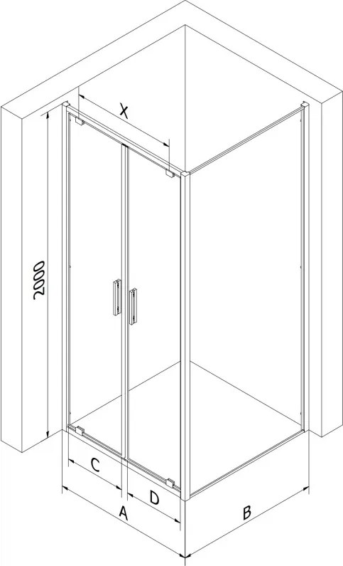 Mexen Exo kabina prysznicowa uchylna 70 x 70 cm, transparent, czarna - 8182-070-070-70-00