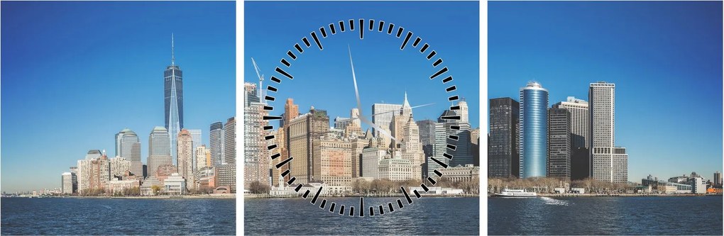 Obraz - Manhattan w Nowym Jorku (z zegarem) (90x30 cm)