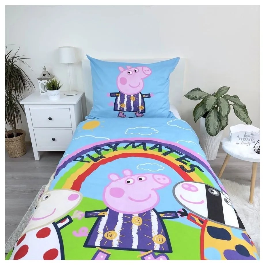 Bawełniana fluorescencyjna pościel dziecięca jednoosobowa 140x200 cm Peppa Pig – Jerry Fabrics