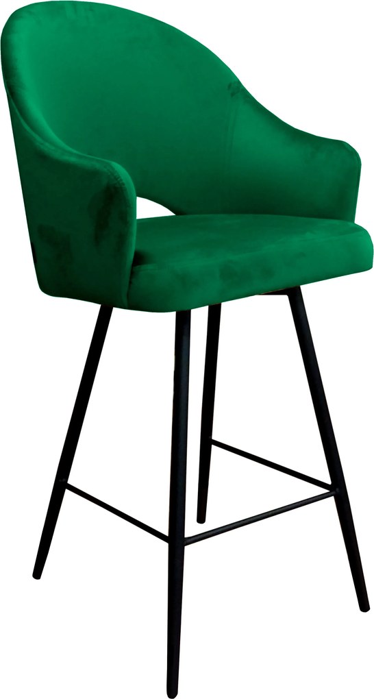 Hoker Velvet krzesło barowe tkanina Welur podstawa metalowa : Kolor nogi - Czarna stożek, Kolor tkaniny - VELVET - MG25, Typ siedziska - Siedzisko stałe