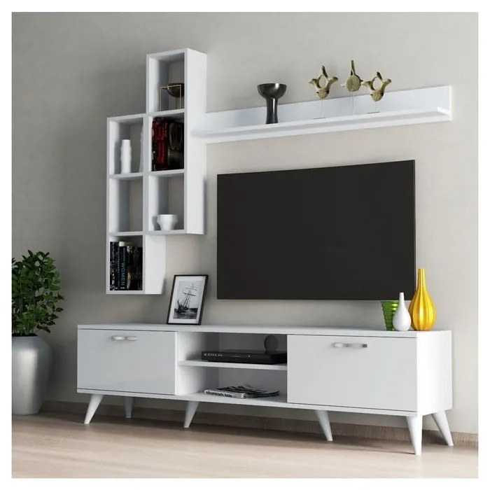 Biały zestaw pod TV 180x48 cm Veronica – Kalune Design