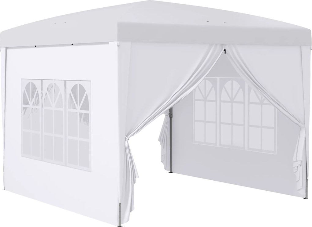 Outsunny Pawilon, Bierzelt, 4 demontowalne ściany boczne, 2 okna, stelaż metalowy, 2,95 x 2,95 m, Biały