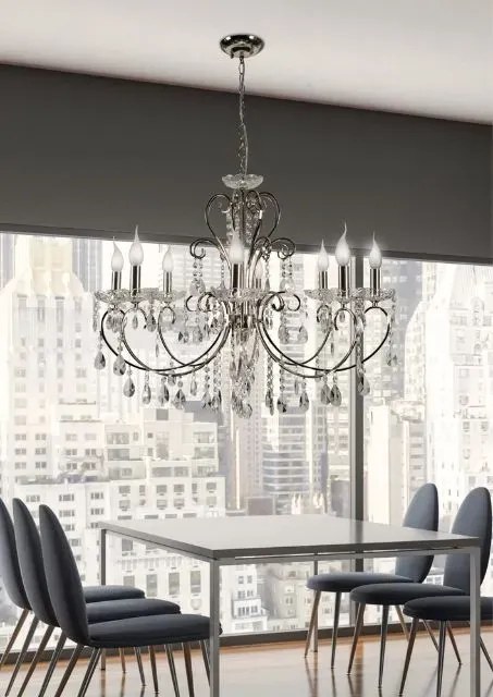 Żyrandol ośmioramienny w stylu glamour K154 C6-D48