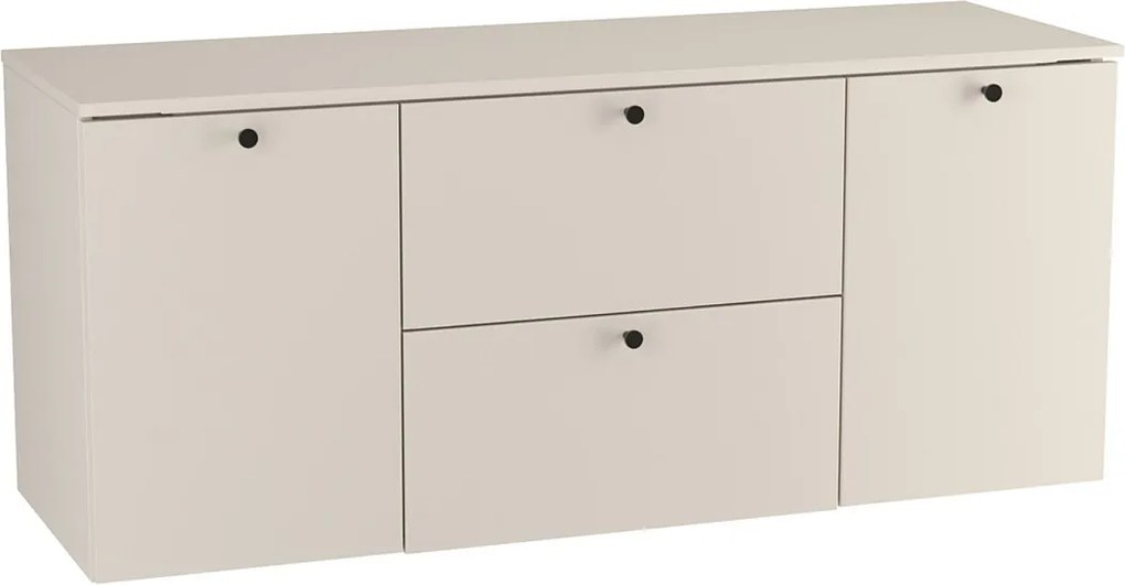 Szafka pod umywalkę WENA, z 2 drzwiami i 2 szufladami, gładkie fronty, z koszem na pranie, Beti, 140x60x47 cm, Kaszmir