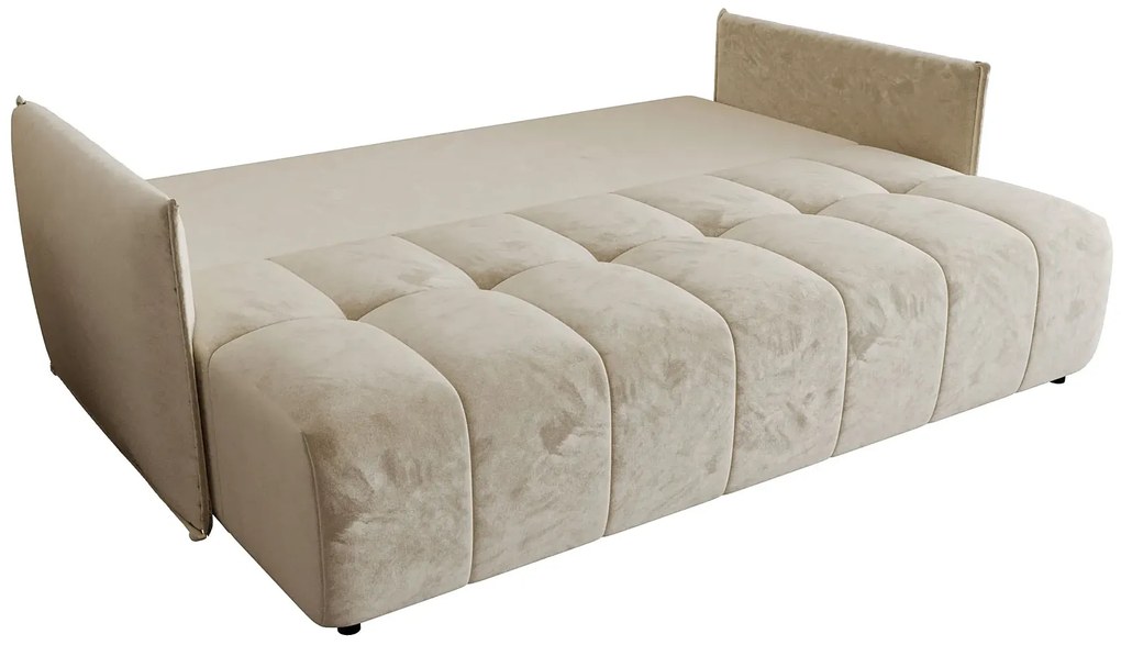 Beżowa rozkładana sofa welurowa W5-C93