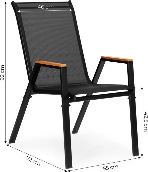 Krzesła ogrodowe Moderato 092 na taras i balkon, czarne - zestaw 2 szt.