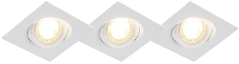 Zestaw 3 wpuszczanych reflektorów biały w tym LED 3-stopniowy ściemniacz - Miu