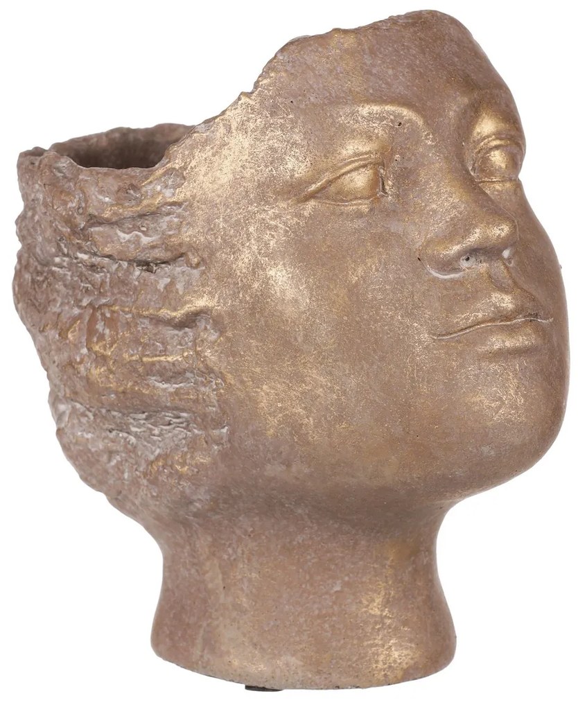 Betonowa donica na kwiatki, głowa, miedziana,średnica 14 cm, 18 x 14 x 19 cm