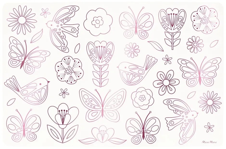 Papierowe maty stołowe zestaw 8 szt. 28x42.5 cm Butterflies & Flowers – Meri Meri