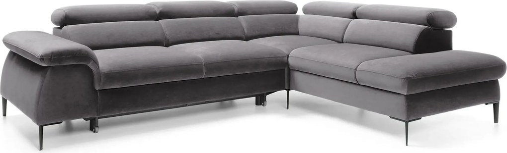 Szary welurowy narożnik rozkładany B6-T86