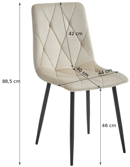 Szare krzesło do kuchni LIBRA aksamitne z czarnymi nogami