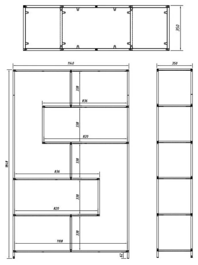 Czarno-naturalny regał w dekorze dębu 114x185 cm Seaford – Actona