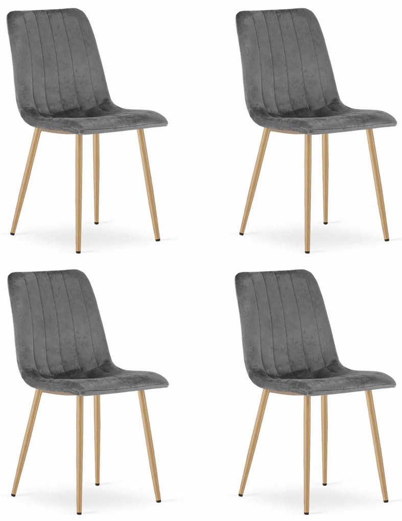 Ciemnoszare krzesło do kuchni LAVA aksamitne