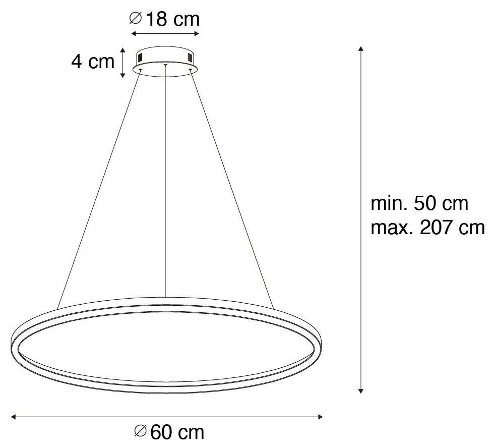 Złota lampa wisząca 60cm z diodą LED 3-stopniowy ściemniacz - GirelloDesignerski Oswietlenie wewnetrzne