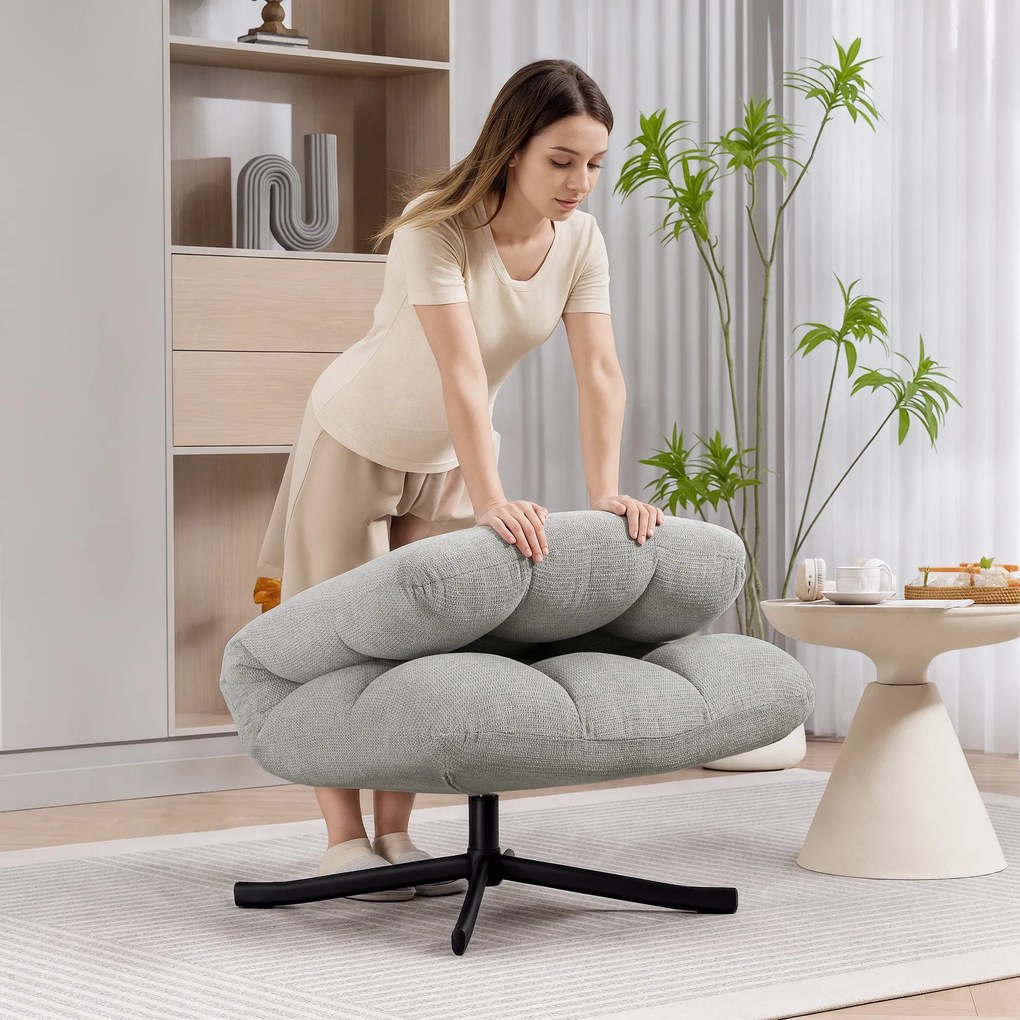 HOMCOM Fotel obrotowy lounge szerokie siedzisko wygodny fotel do salonu tapicerka chenille jasnoszary nowoczesny | Aosom PL