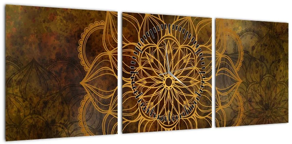 Obraz - Mandala radości (z zegarem) (90x30 cm)