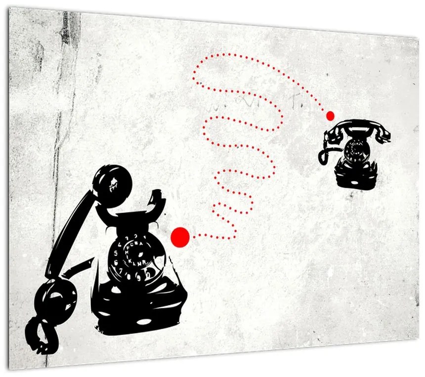 Obraz - Rysunek telefonu w stylu Banksy (70x50 cm)