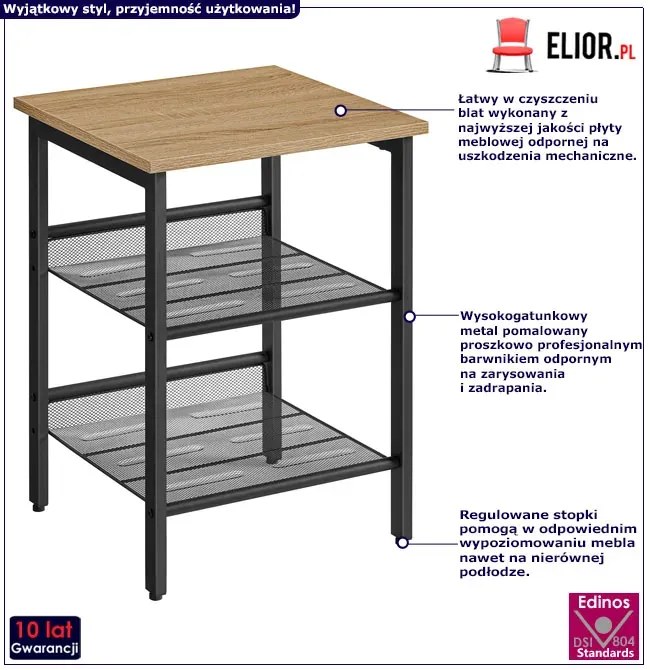 Loftowy stolik z 2 półkami dąb sonoma C2-S45