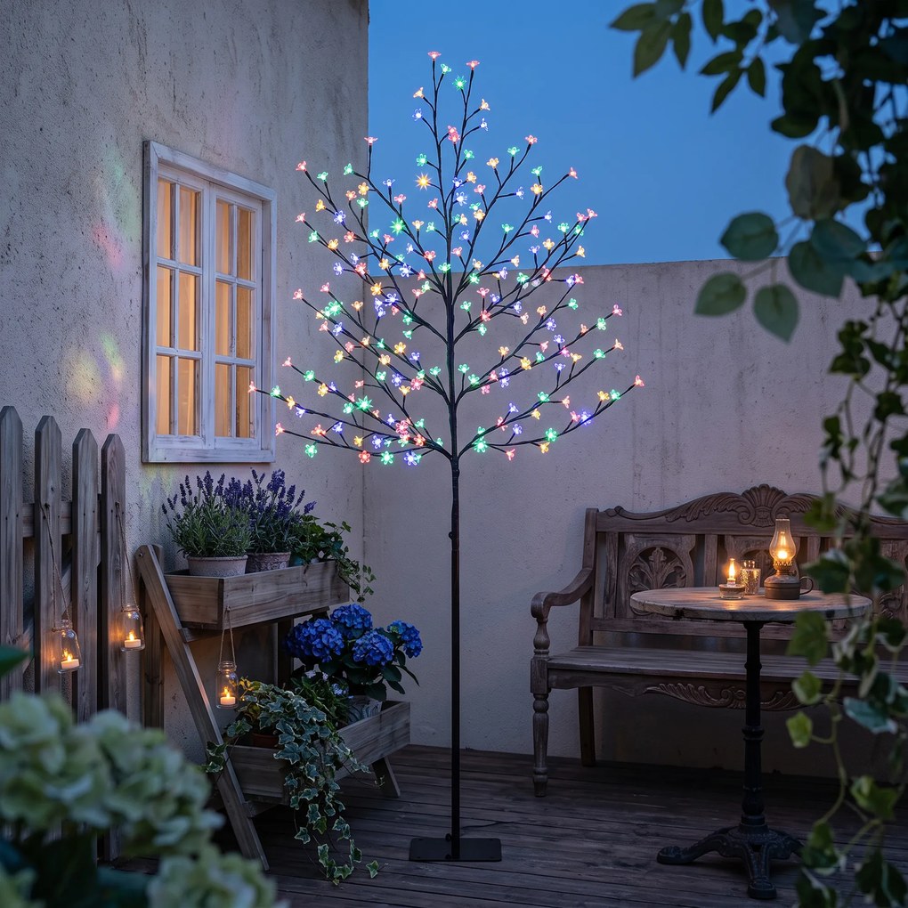 HOMCOM Drzewko kwitnącej wiśni LED 180 cm z 200 LED, sztuczne świecące drzewko z 20 giętkimi gałązkami, dekoracja świąteczna | Aosom PL