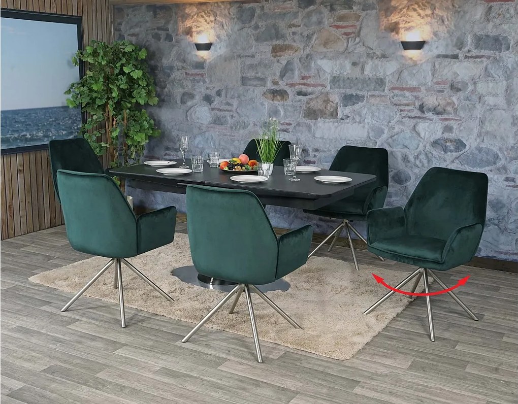 Krzesło do jadalni MCW-G67 (zestaw 6 sztuk),  zielony, stal nierdzewna