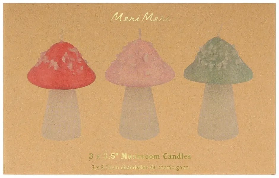 Świece zestaw 3 szt. Mushroom – Meri Meri