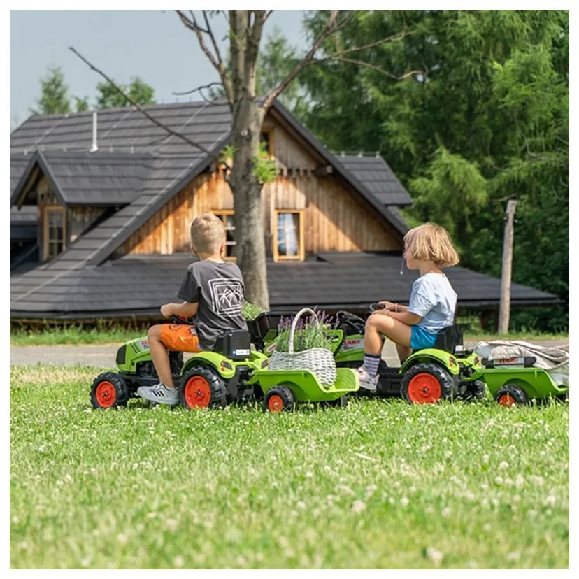 Falk traktor claas z przyczepą i łyżką na pedały