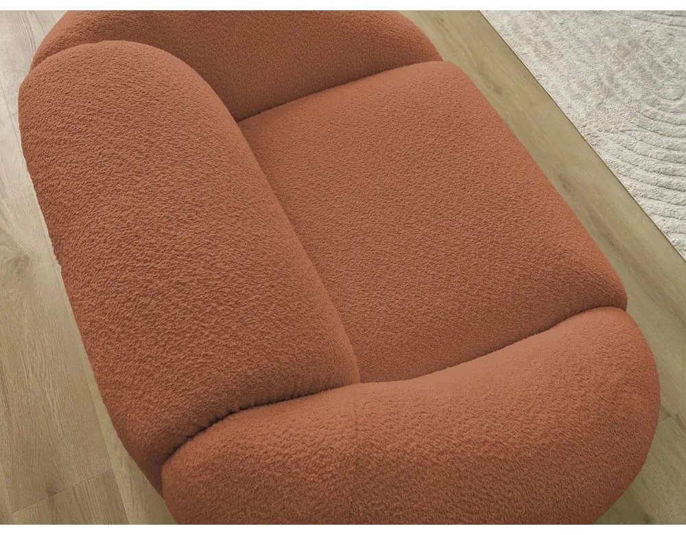 Pomarańczowy fotel z materiału bouclé Tina – Bobochic Paris
